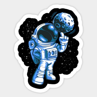 Moon Basketball Funny Planet Astronaut Space Sticker